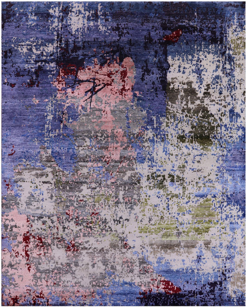 Modern Hand Knotted Wool & Silk Rug - 8' 0" X 10' 0" - Golden Nile