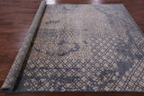 Grey Abstract Modern Hand Knotted Wool & Silk Rug - 8' 2" X 10' 0" - Golden Nile