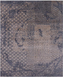 Grey Abstract Modern Hand Knotted Wool & Silk Rug - 8' 2" X 10' 0" - Golden Nile
