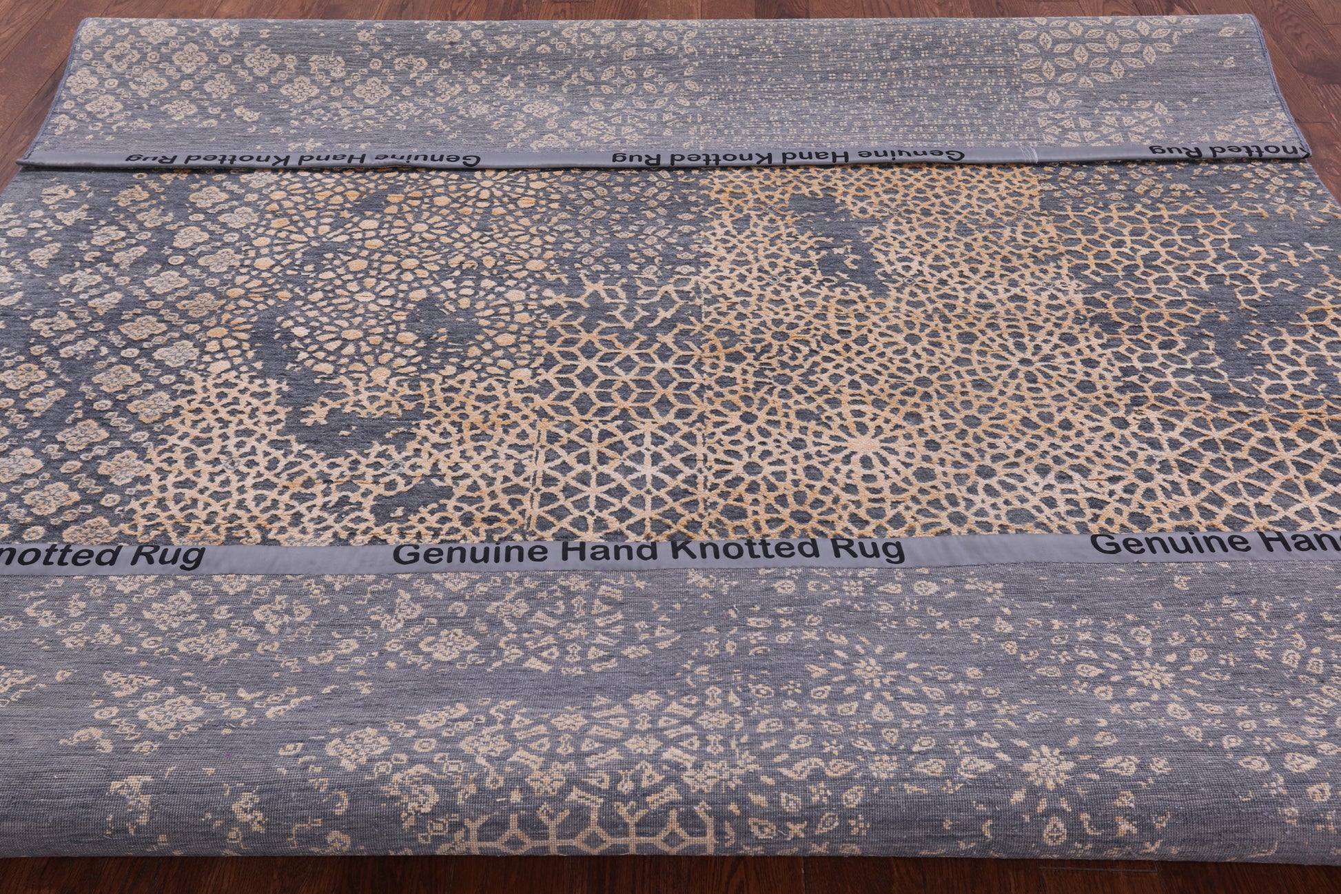 Grey Abstract Modern Hand Knotted Wool & Silk Rug - 8' 2" X 10' 0" - Golden Nile