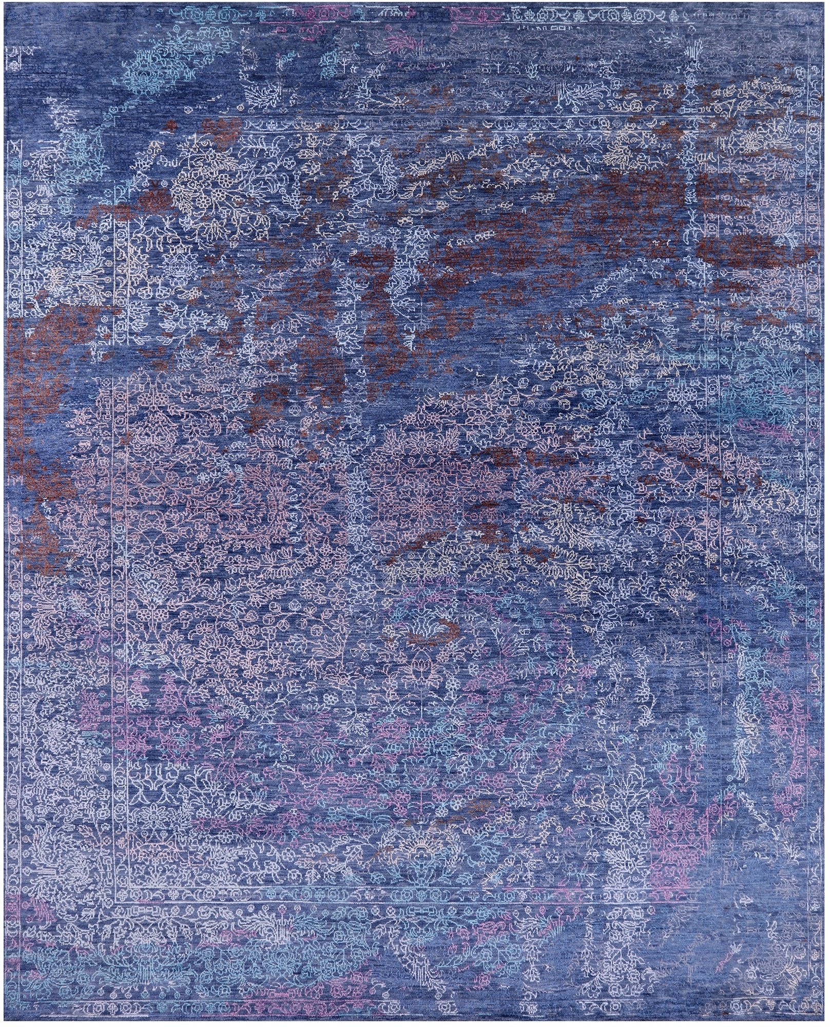 Contemporary Hand Knotted Wool & Silk Rug - 7' 11" X 9' 10" - Golden Nile