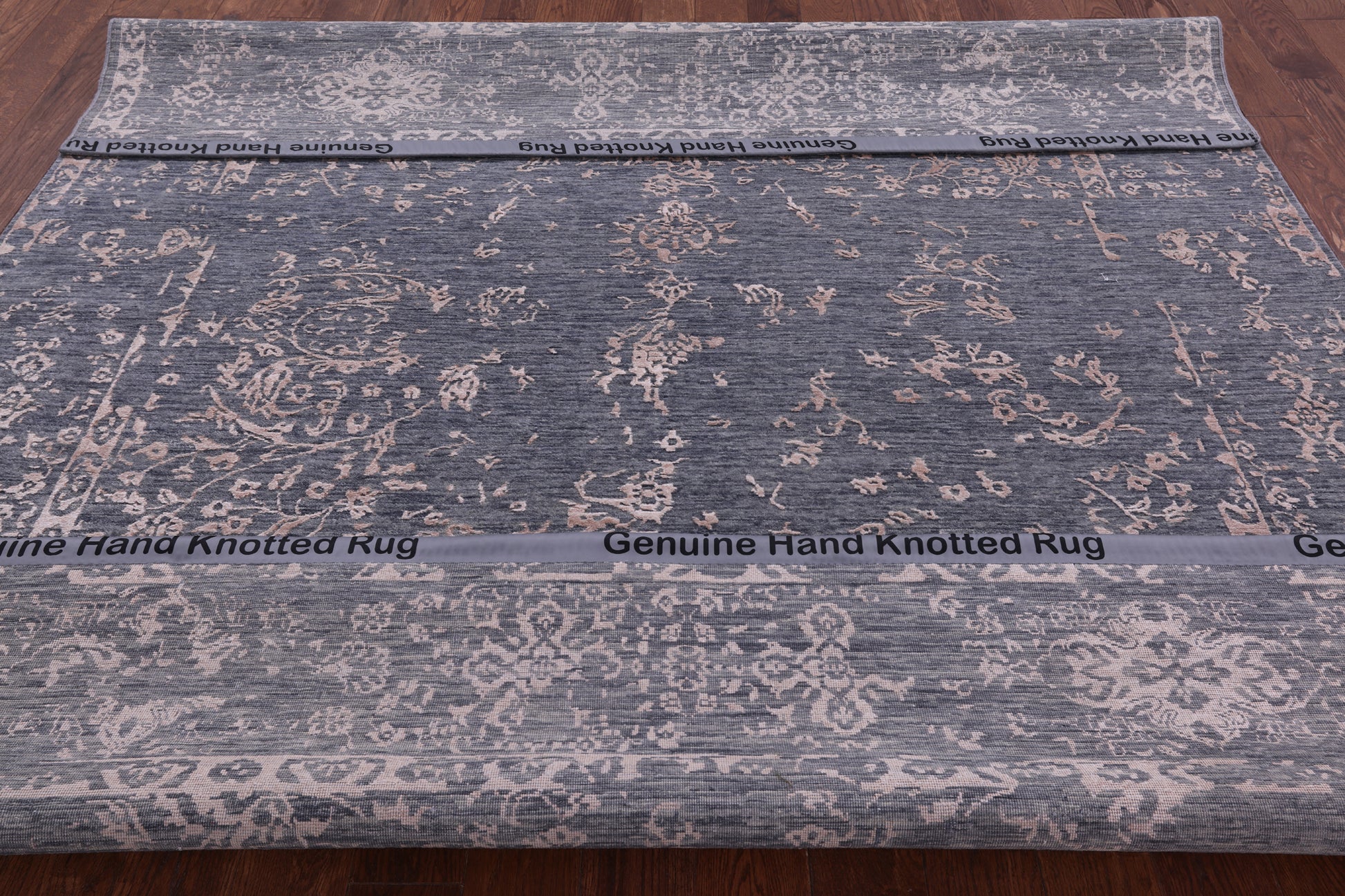 Grey Contemporary Hand Knotted Wool & Silk Rug - 7' 11" X 9' 8" - Golden Nile