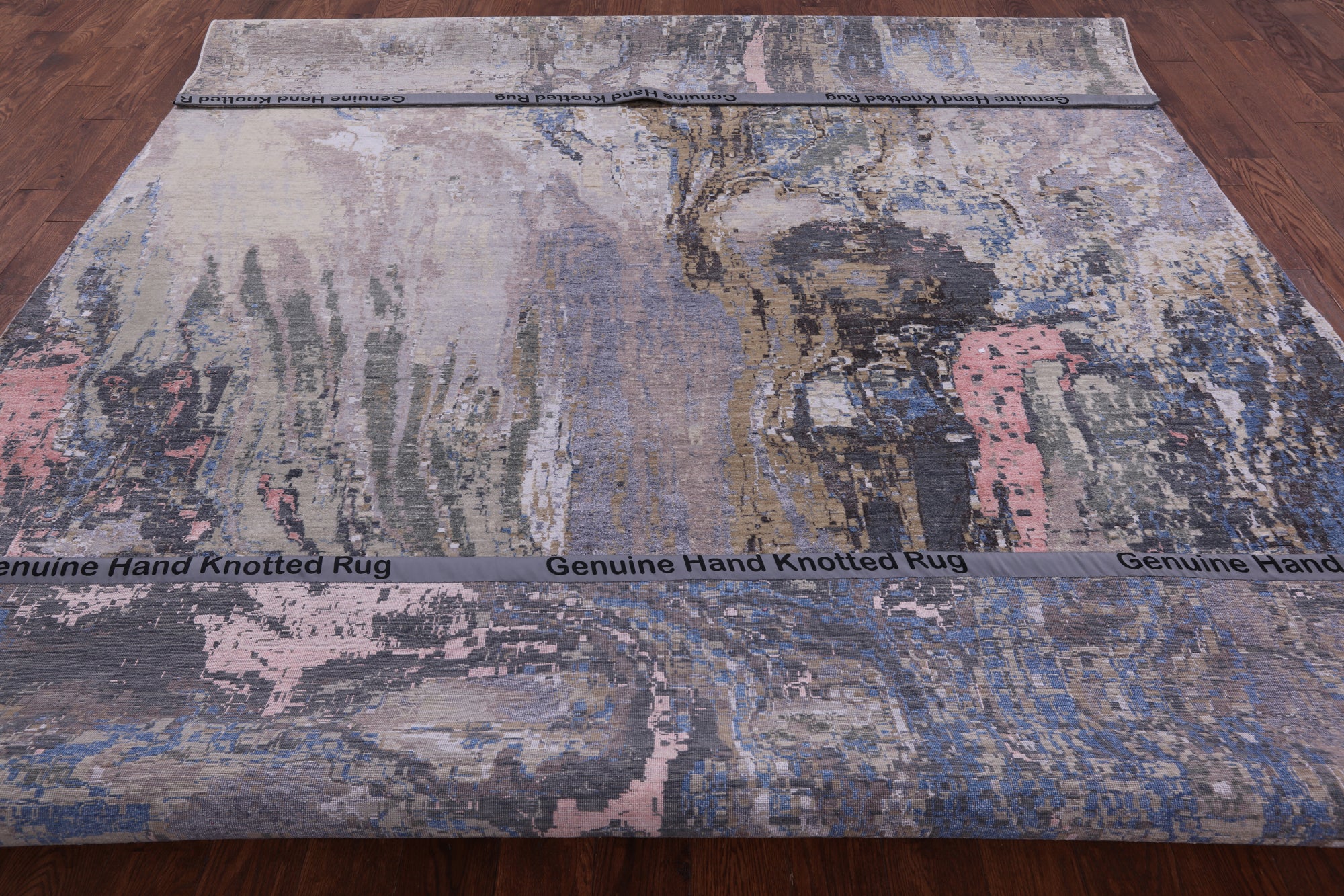 Contemporary Hand Knotted Wool & Silk Rug - 9' 0" X 11' 9" - Golden Nile