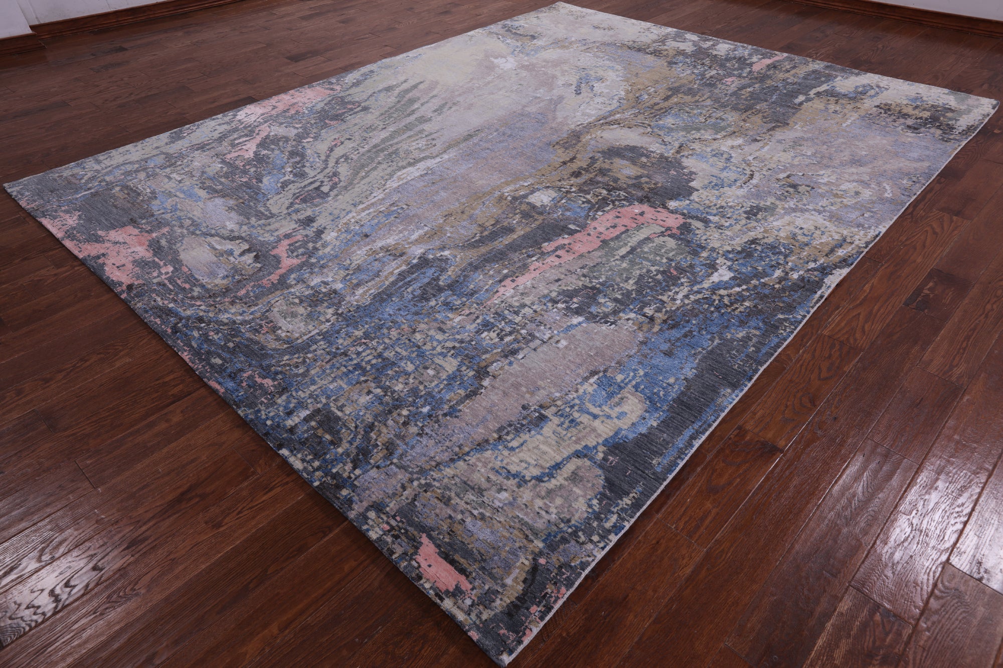 Contemporary Hand Knotted Wool & Silk Rug - 9' 0" X 11' 9" - Golden Nile