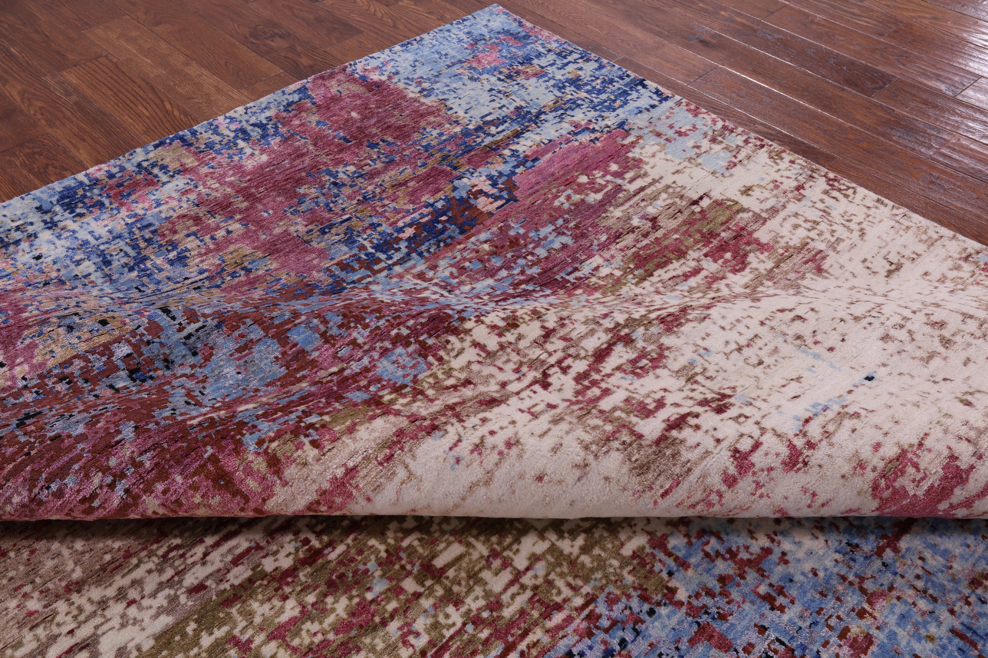 Abstract Contemporary Handmade Wool & Silk Rug - 8' 10" X 12' 7" - Golden Nile
