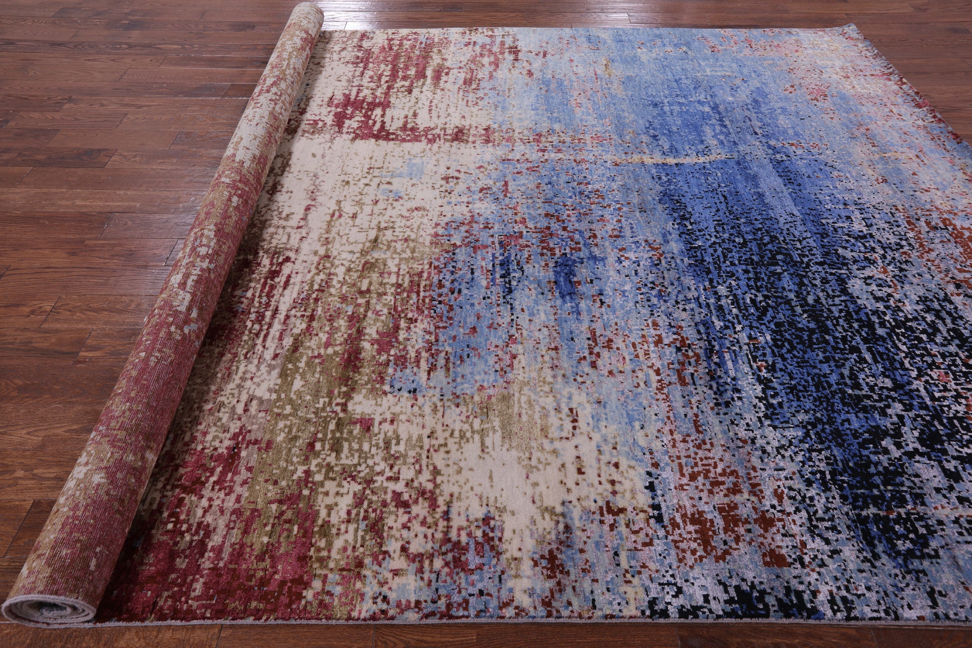 Abstract Contemporary Handmade Wool & Silk Rug - 8' 10" X 12' 7" - Golden Nile