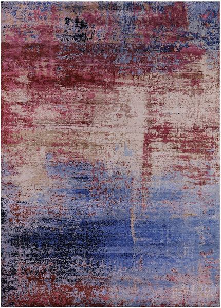Abstract Contemporary Handmade Wool & Silk Rug - 8' 10" X 12' 7" - Golden Nile