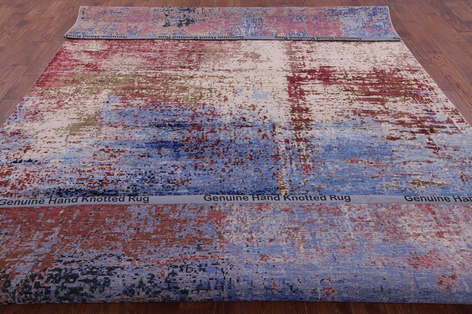 Abstract Contemporary Handmade Wool & Silk Rug - 8' 10" X 12' 7" - Golden Nile