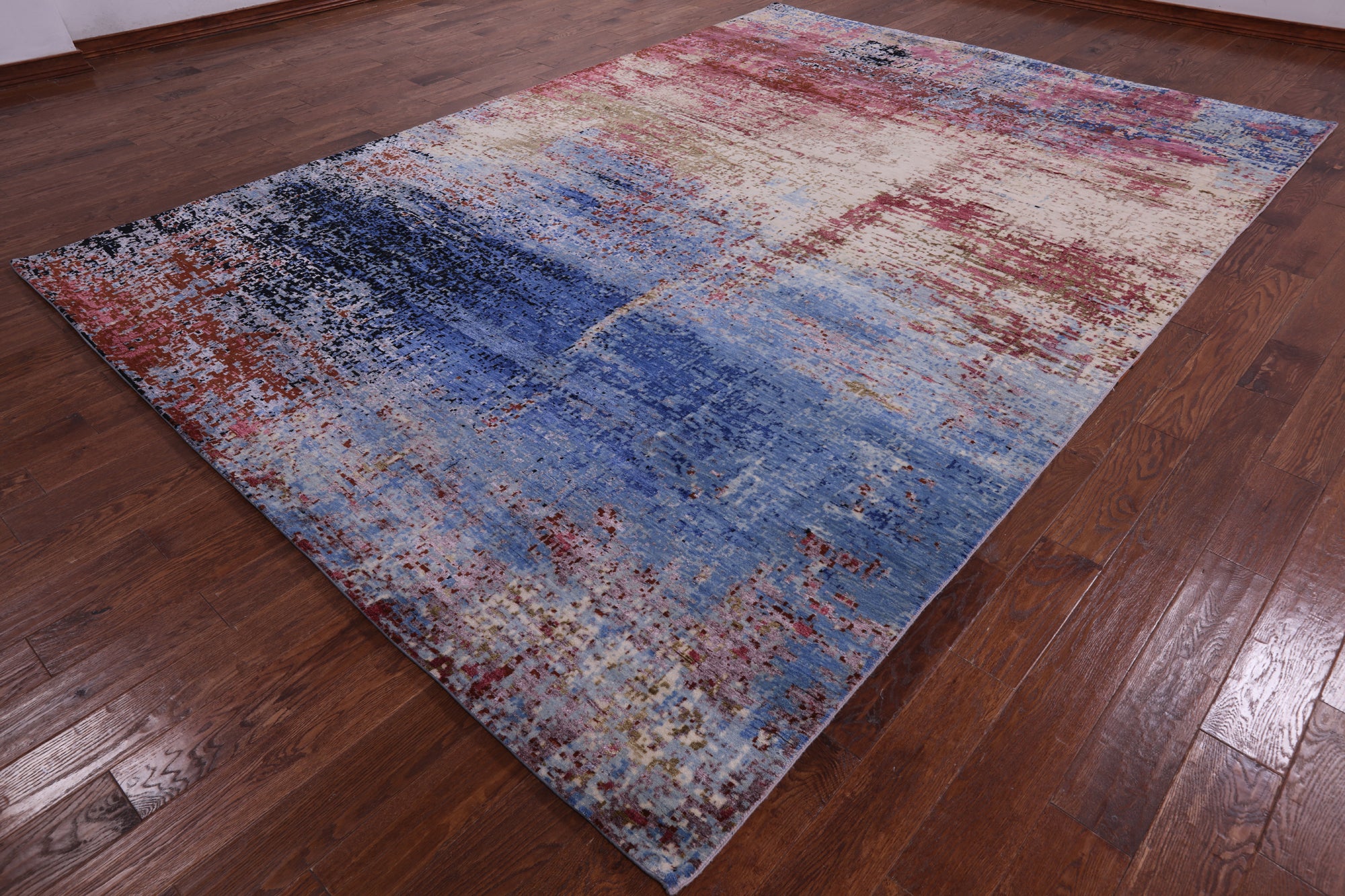 Abstract Contemporary Handmade Wool & Silk Rug - 8' 10" X 12' 7" - Golden Nile