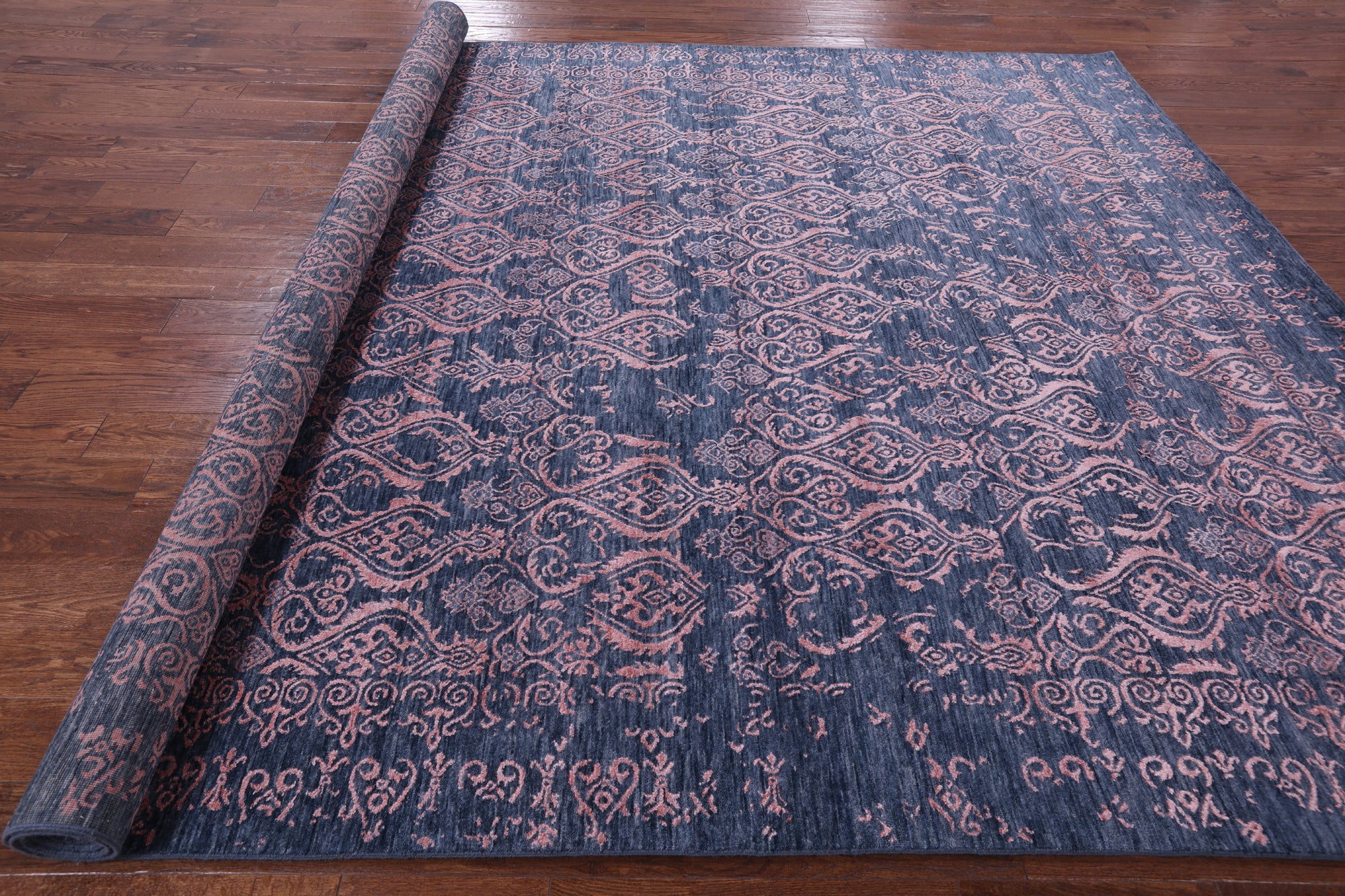 Blue Modern Hand Knotted Wool & Silk Rug - 9' 1" X 12' 5" - Golden Nile