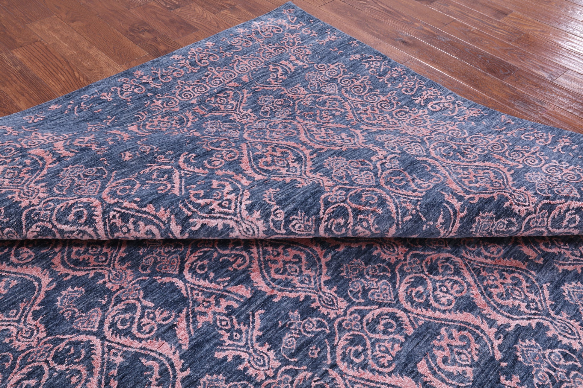 Blue Modern Hand Knotted Wool & Silk Rug - 9' 1" X 12' 5" - Golden Nile