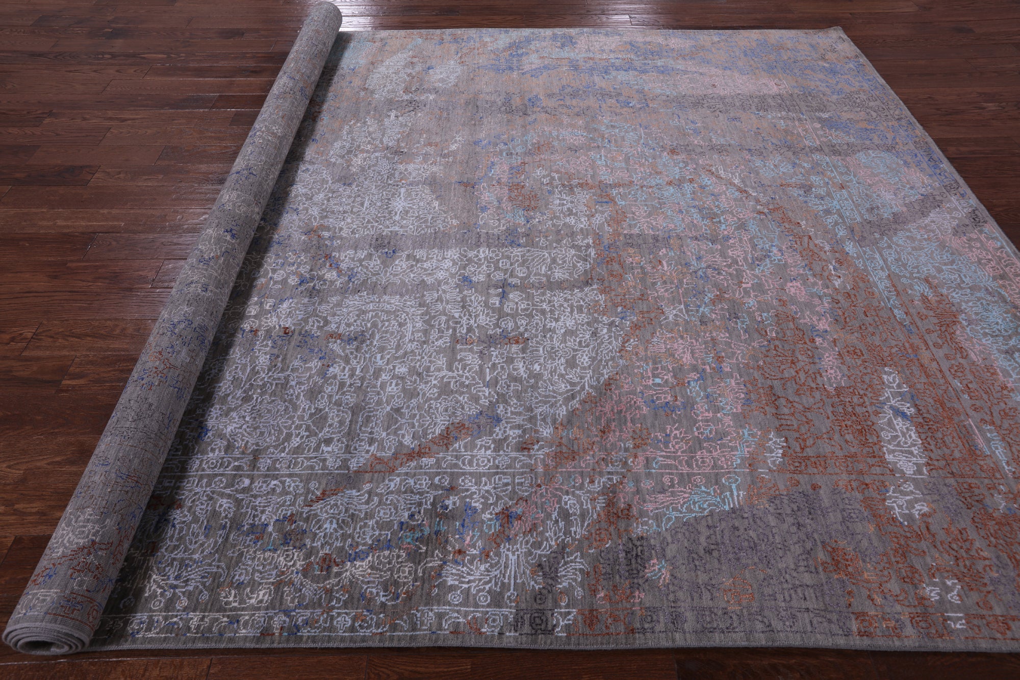 Modern Handmade Wool & Silk Rug - 9' 0" X 12' 0" - Golden Nile