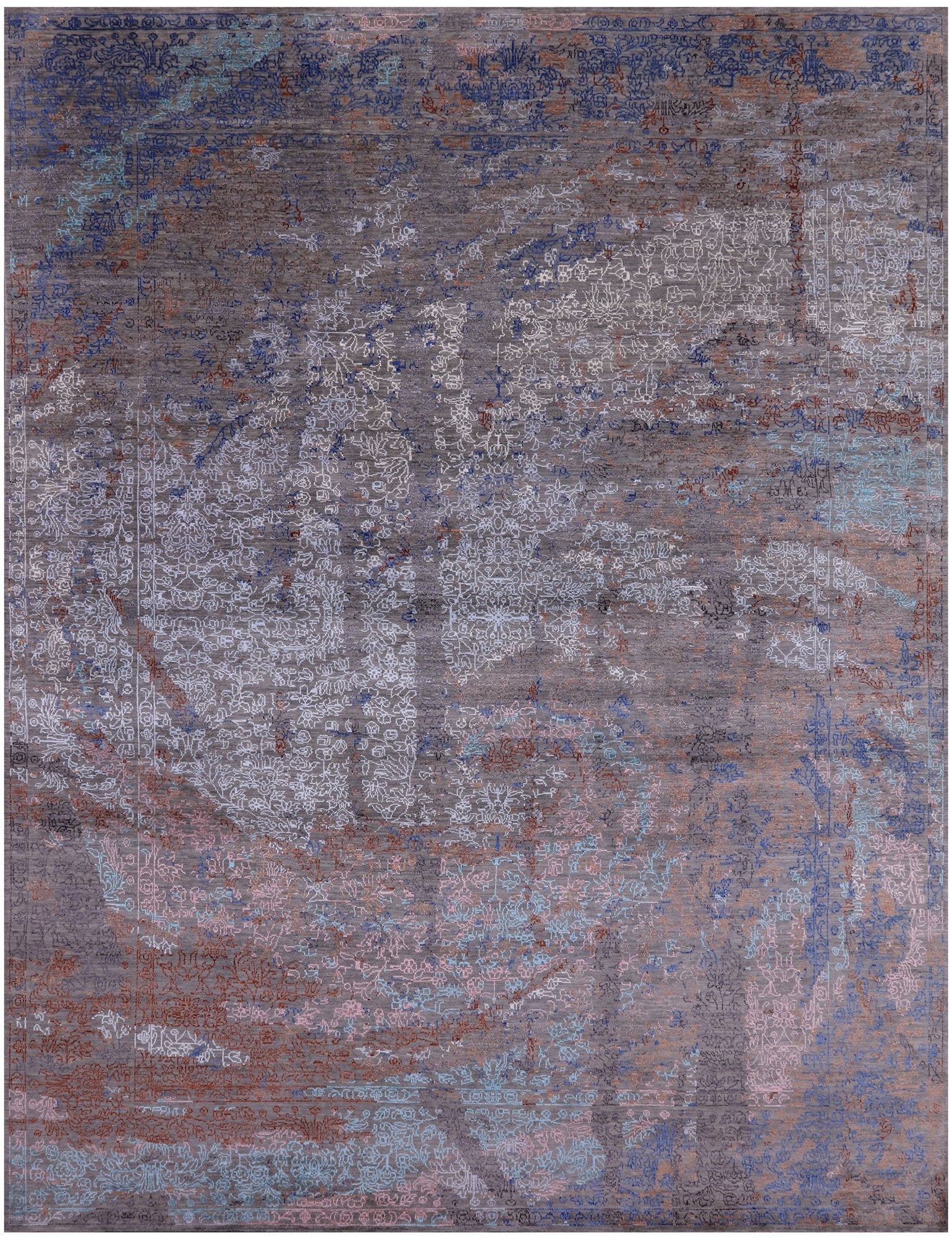 Modern Handmade Wool & Silk Rug - 9' 0" X 12' 0" - Golden Nile