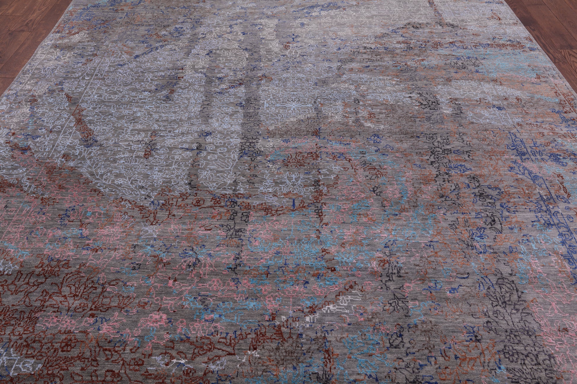 Modern Handmade Wool & Silk Rug - 9' 0" X 12' 0" - Golden Nile