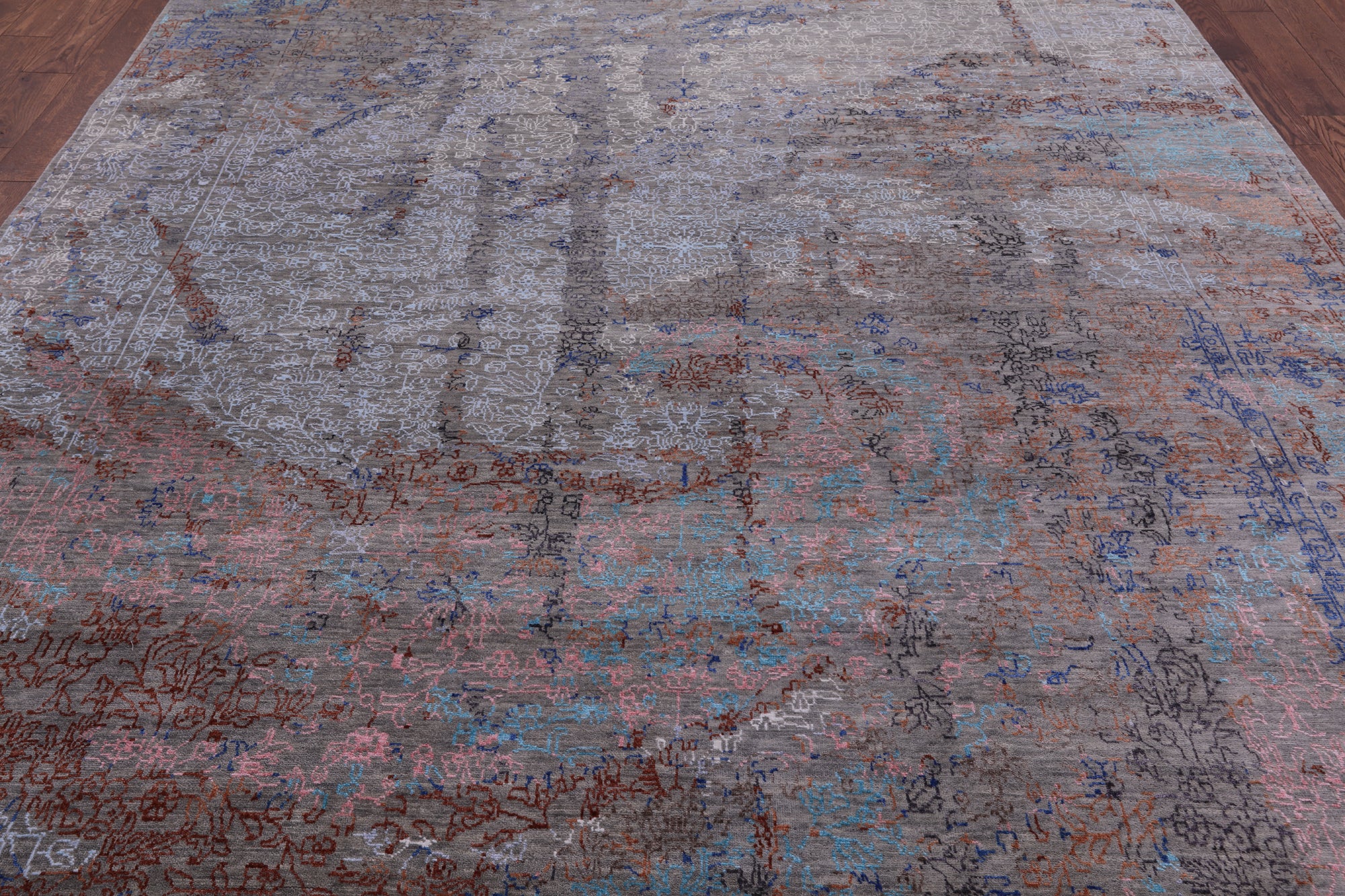 Modern Handmade Wool & Silk Rug - 9' 0" X 12' 0" - Golden Nile