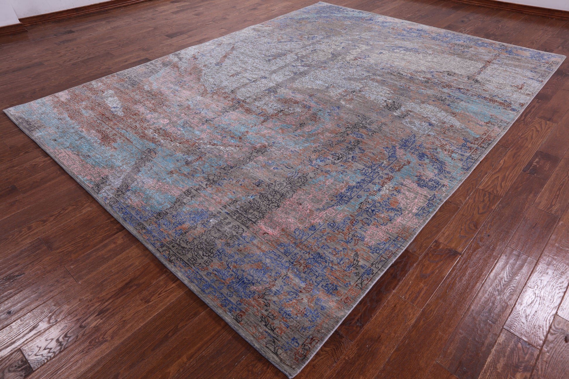 Modern Handmade Wool & Silk Rug - 9' 0" X 12' 0" - Golden Nile