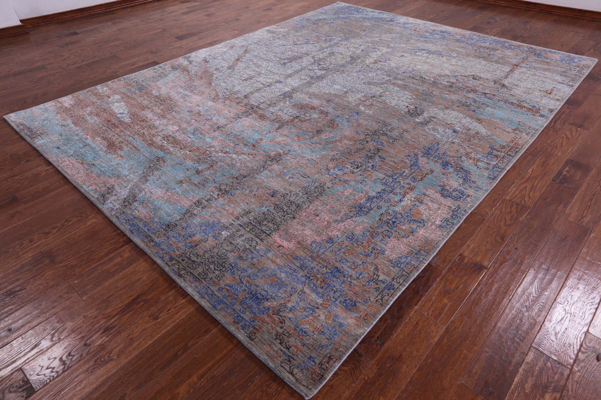 Modern Handmade Wool & Silk Rug - 9' 0" X 12' 0" - Golden Nile