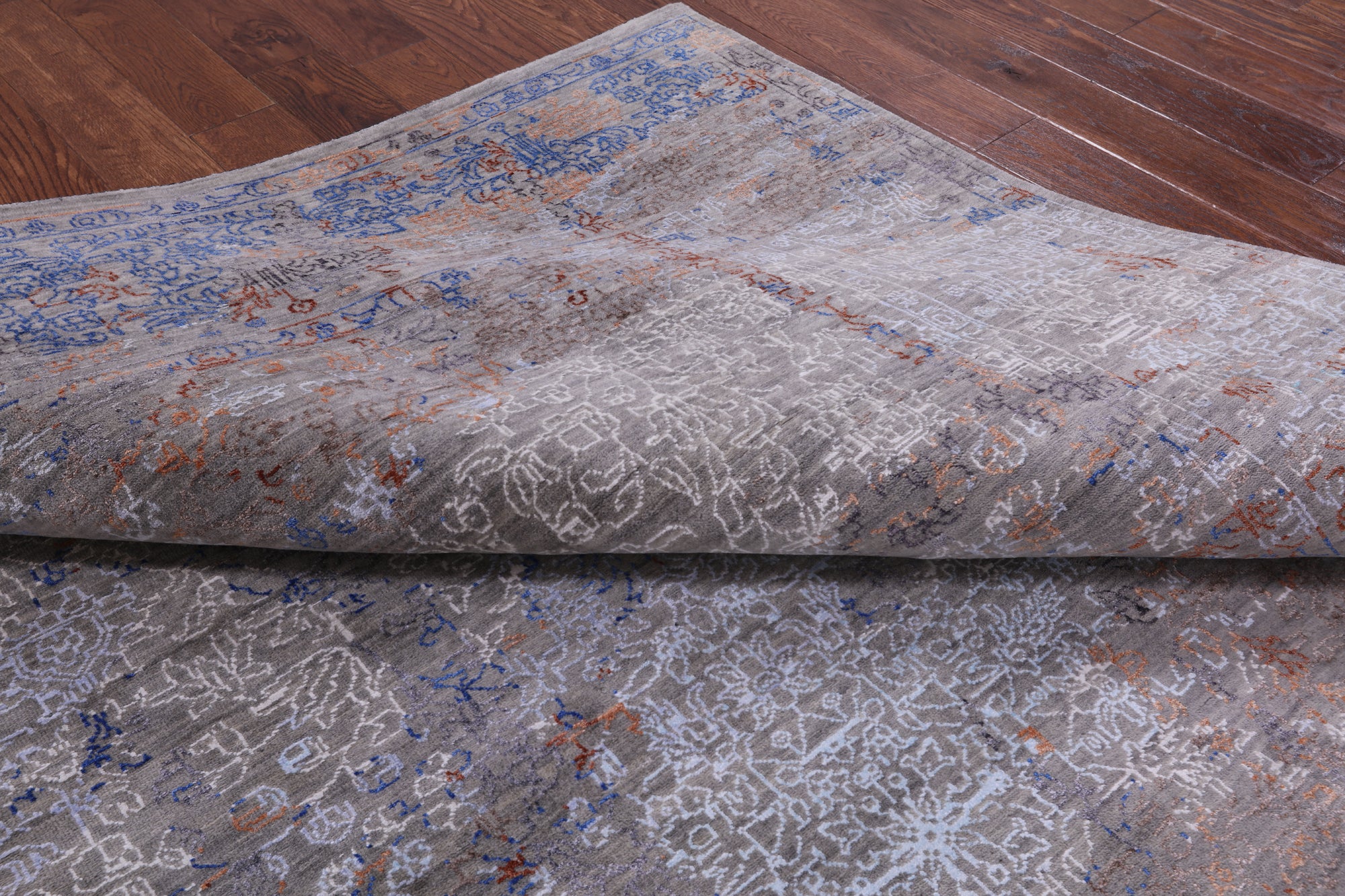 Modern Handmade Wool & Silk Rug - 9' 0" X 12' 0" - Golden Nile