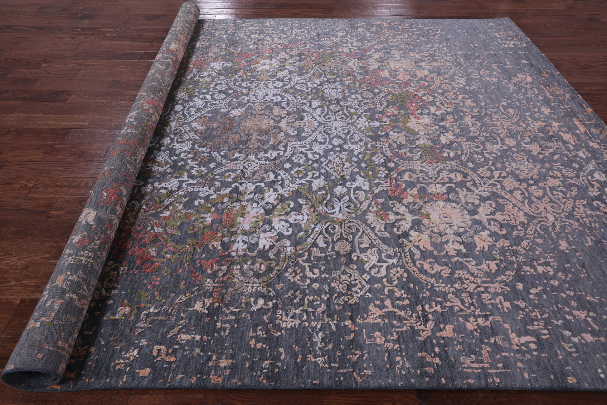 Modern Handmade Wool & Silk Rug - 9' 1" X 12' 2" - Golden Nile