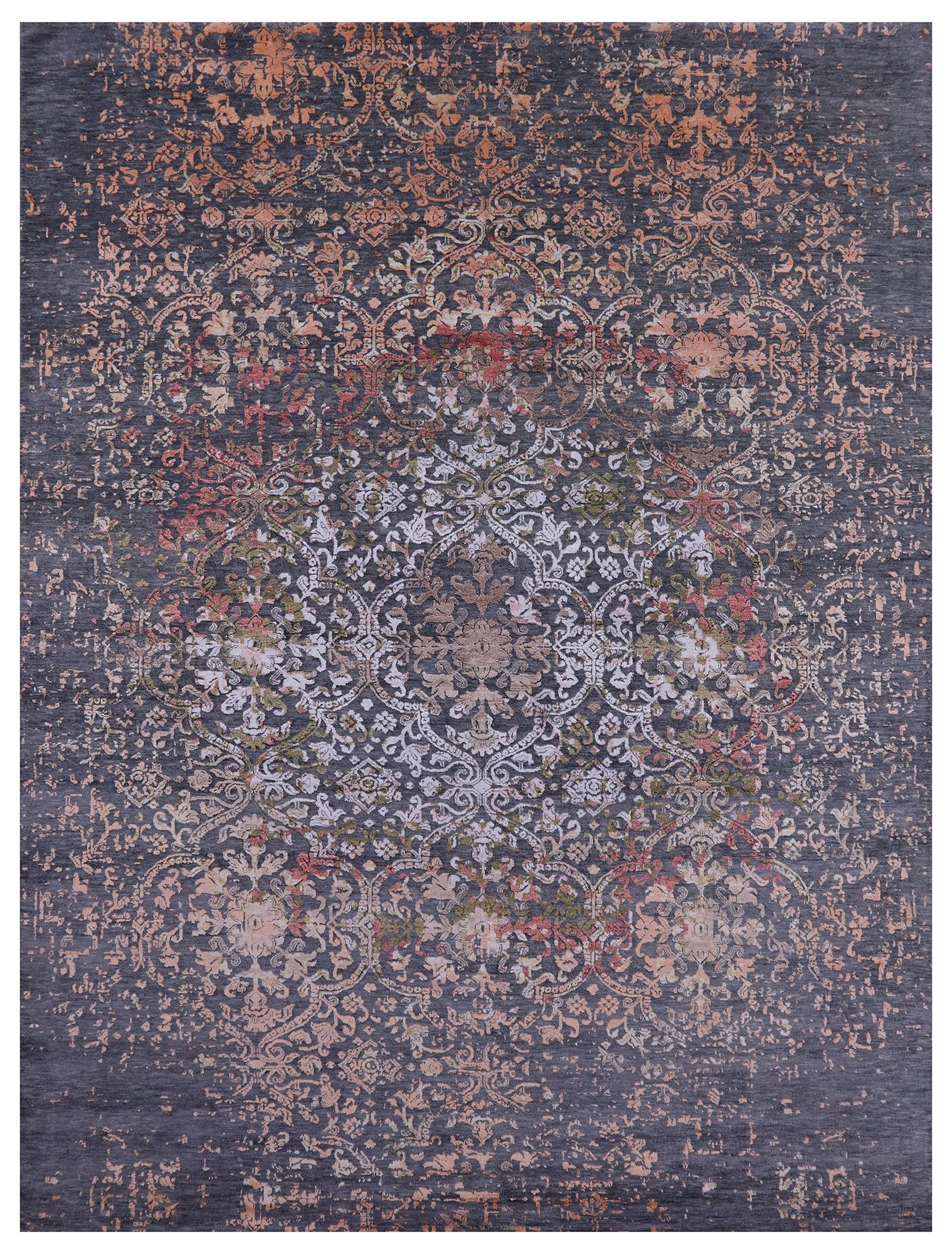 Modern Handmade Wool & Silk Rug - 9' 1" X 12' 2" - Golden Nile