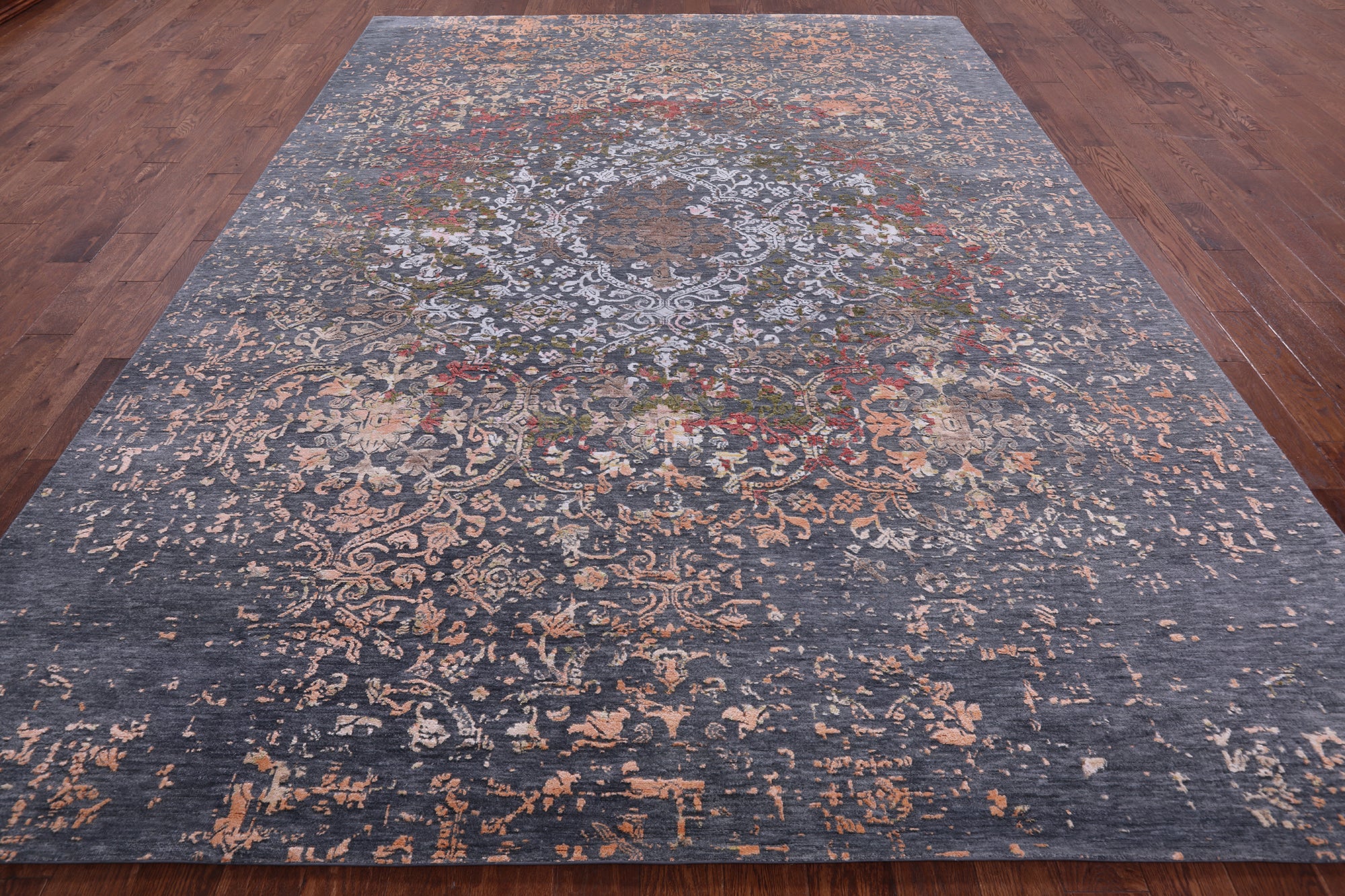 Modern Handmade Wool & Silk Rug - 9' 1" X 12' 2" - Golden Nile