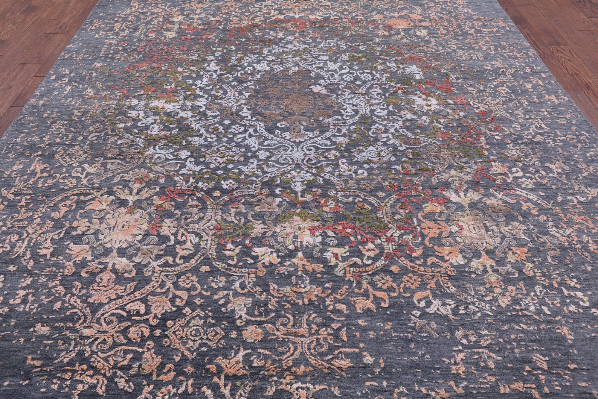 Modern Handmade Wool & Silk Rug - 9' 1" X 12' 2" - Golden Nile