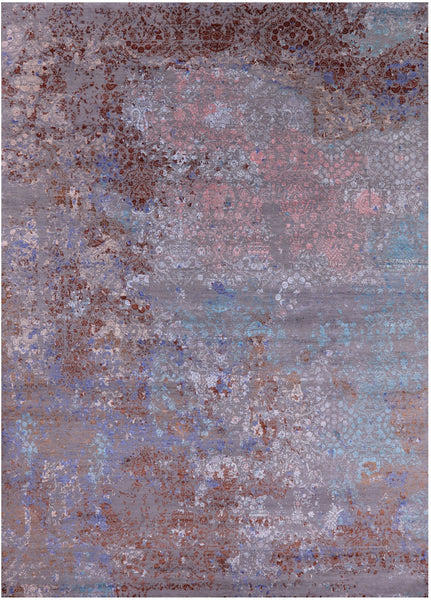 Modern Handmade Wool & Silk Rug - 8' 10" X 12' 9" - Golden Nile