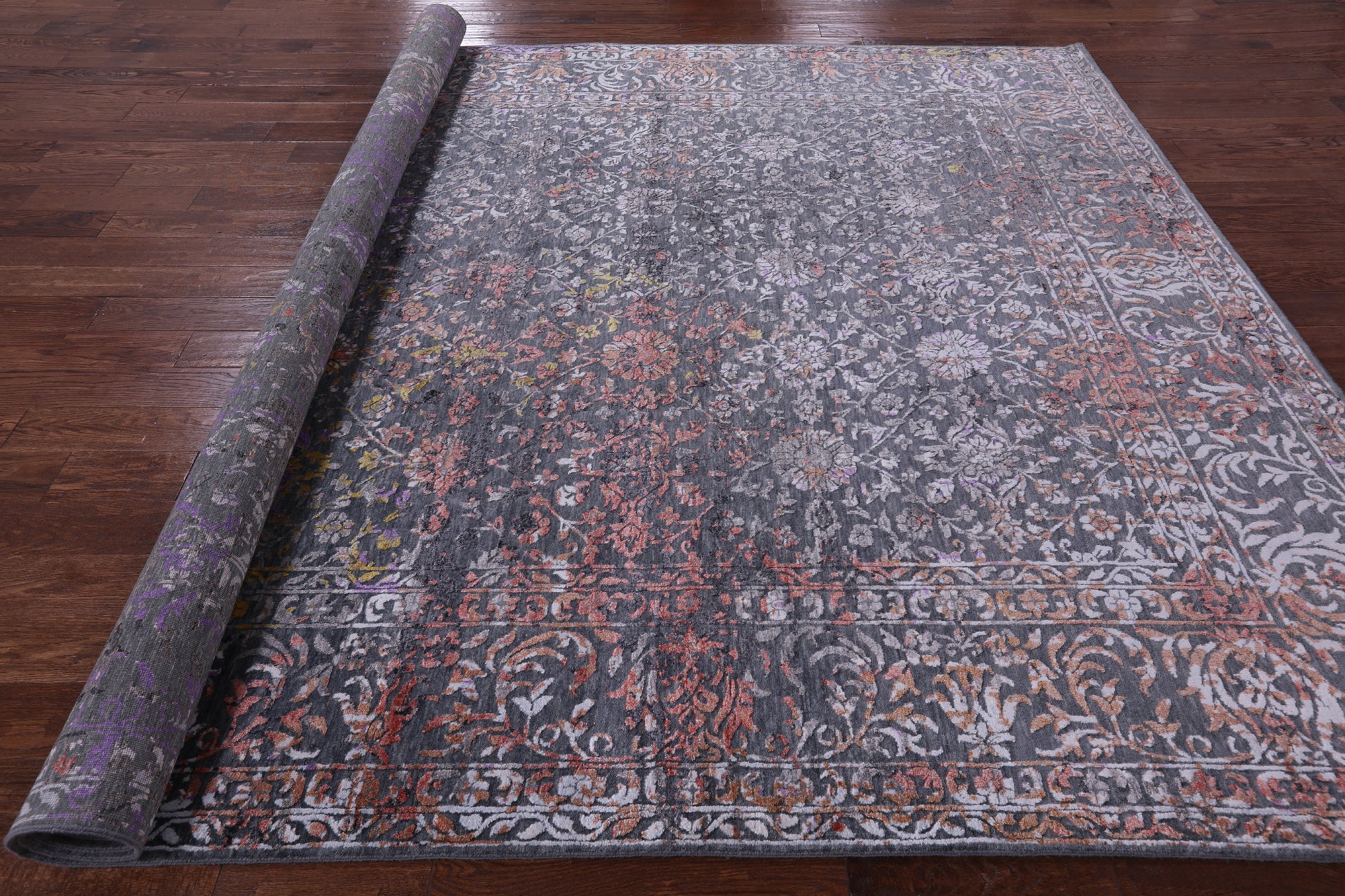 Contemporary Hand Knotted Wool & Silk Rug - 9' 0" X 11' 10" - Golden Nile