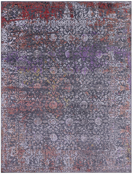 Contemporary Hand Knotted Wool & Silk Rug - 9' 0" X 11' 10" - Golden Nile