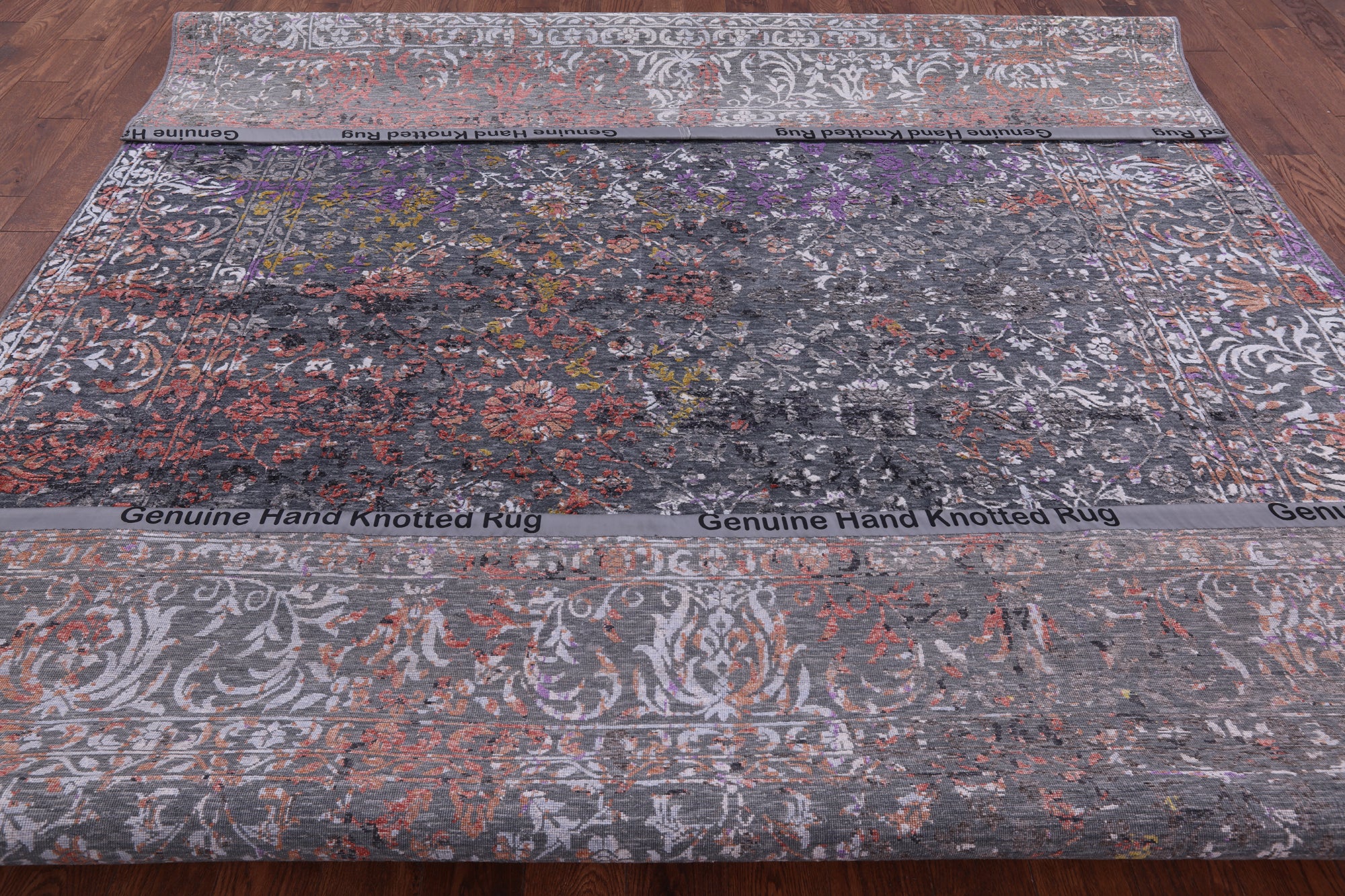 Contemporary Hand Knotted Wool & Silk Rug - 9' 0" X 11' 10" - Golden Nile