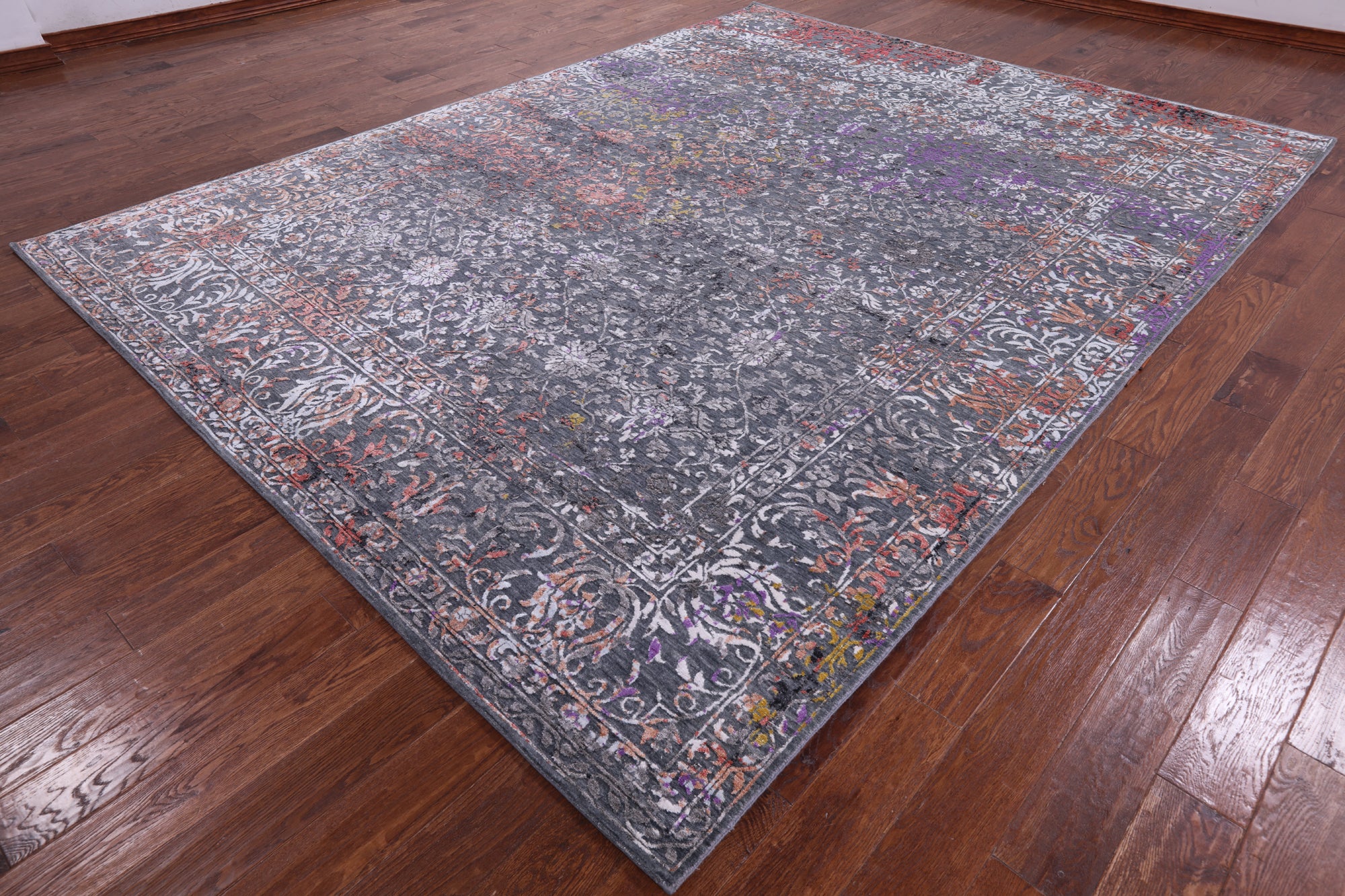 Contemporary Hand Knotted Wool & Silk Rug - 9' 0" X 11' 10" - Golden Nile