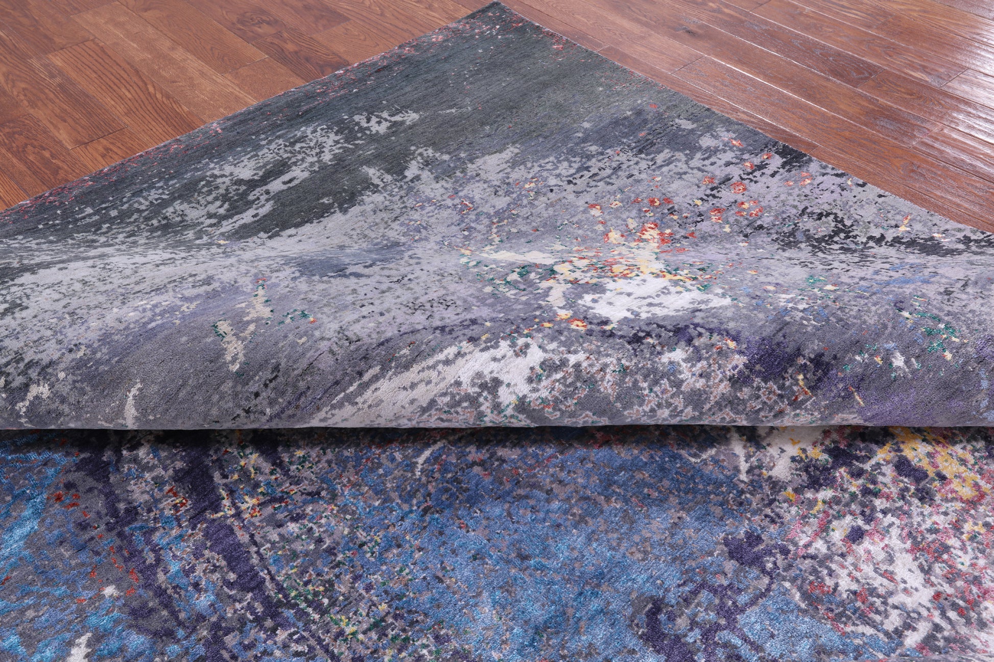 Contemporary Hand Knotted Wool & Silk Hot Air Balloon Design Rug - 8' 10" X 11' 10" - Golden Nile