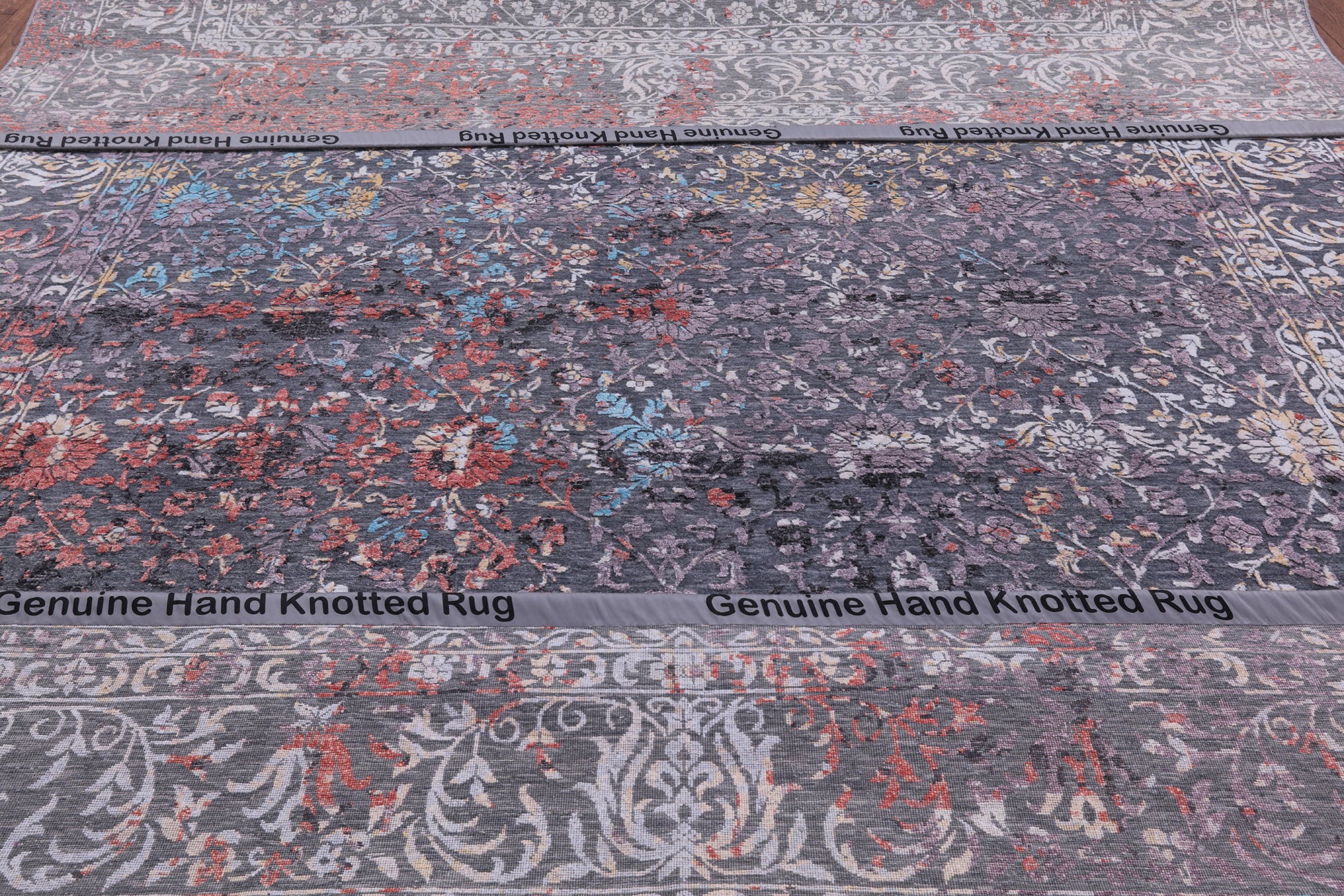 Grey Modern Handmade Wool & Silk Rug - 9' 11" X 13' 11" - Golden Nile
