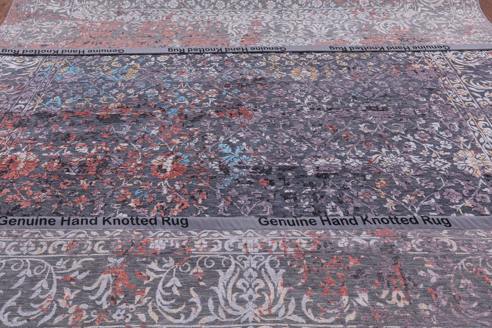 Grey Modern Handmade Wool & Silk Rug - 9' 11" X 13' 11" - Golden Nile