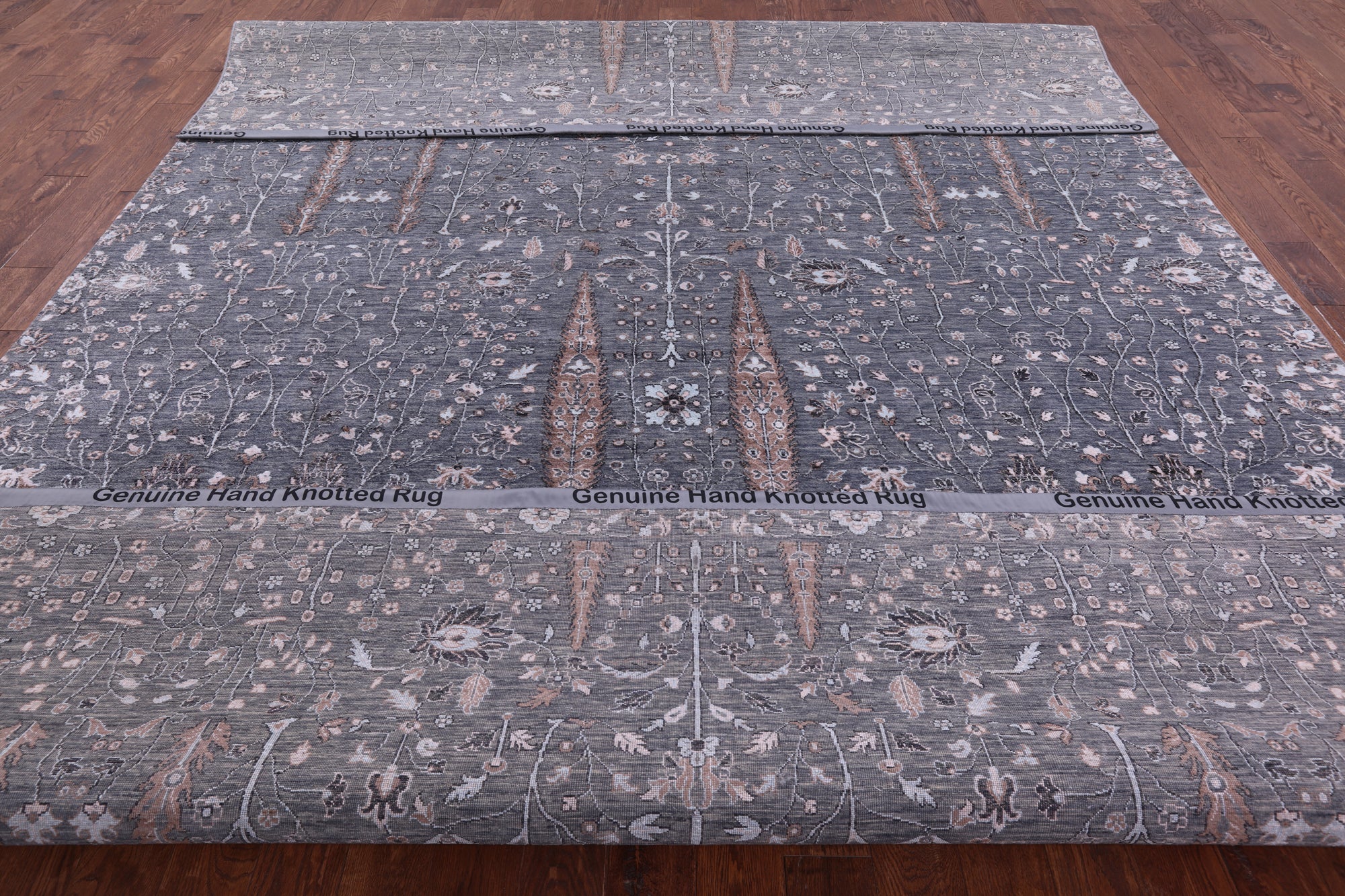 Grey Persian Ziegler Hand Knotted Wool & Silk Rug - 10' 1" X 14' 6" - Golden Nile