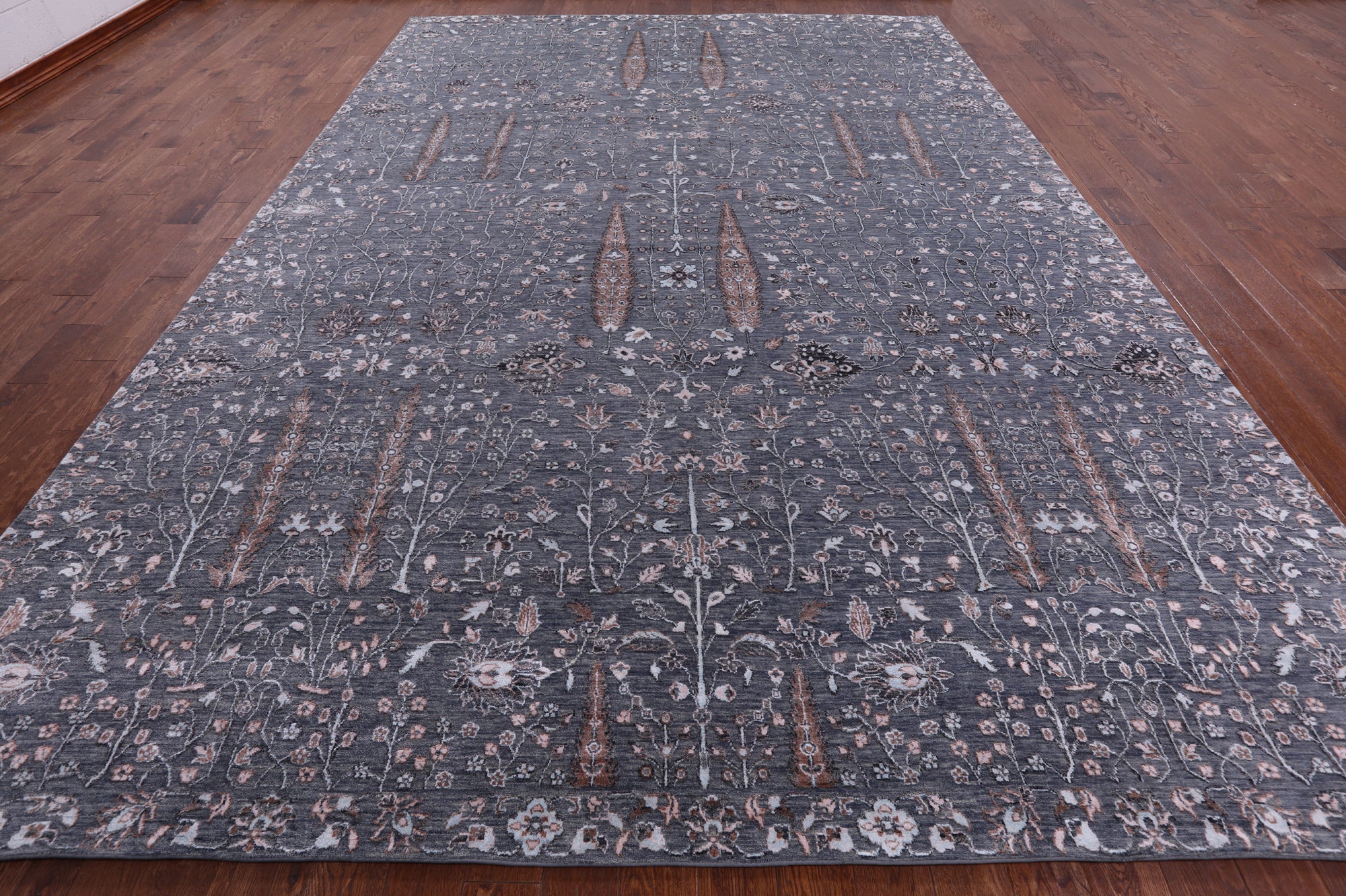 Grey Persian Ziegler Hand Knotted Wool & Silk Rug - 10' 1" X 14' 6" - Golden Nile