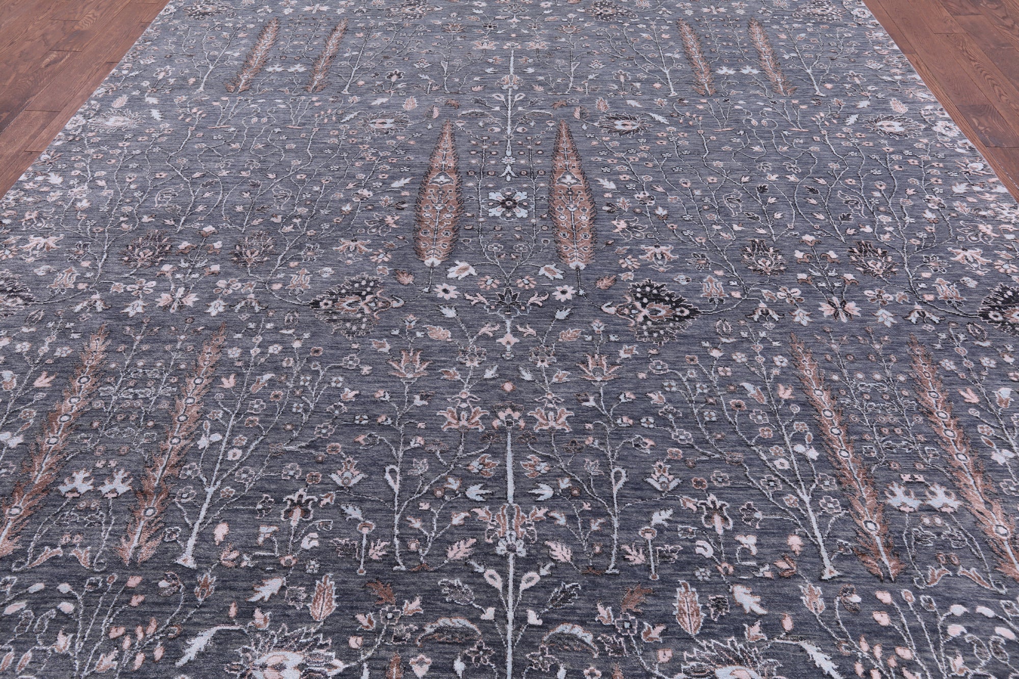 Grey Persian Ziegler Hand Knotted Wool & Silk Rug - 10' 1" X 14' 6" - Golden Nile