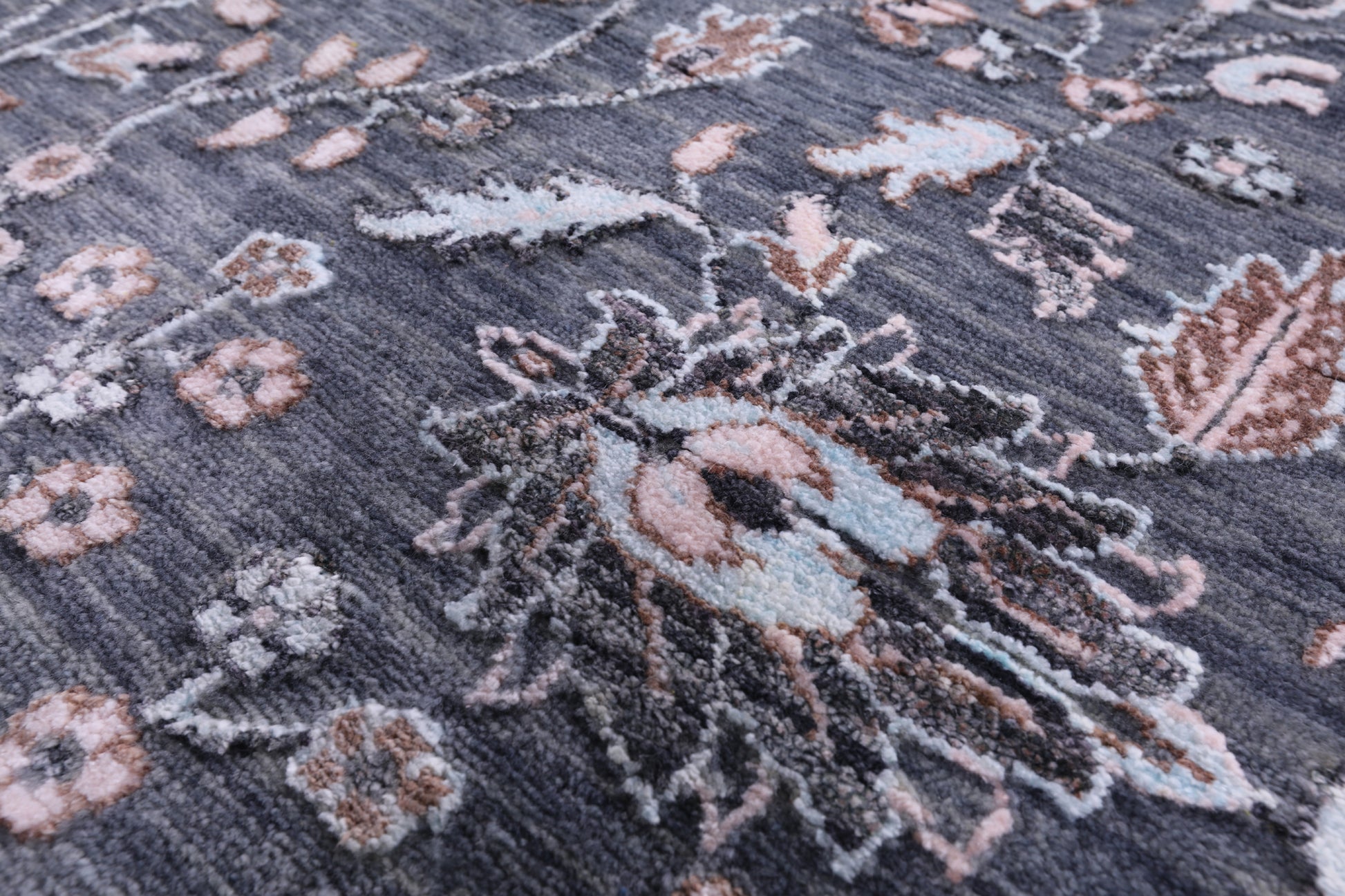 Grey Persian Ziegler Hand Knotted Wool & Silk Rug - 10' 1" X 14' 6" - Golden Nile