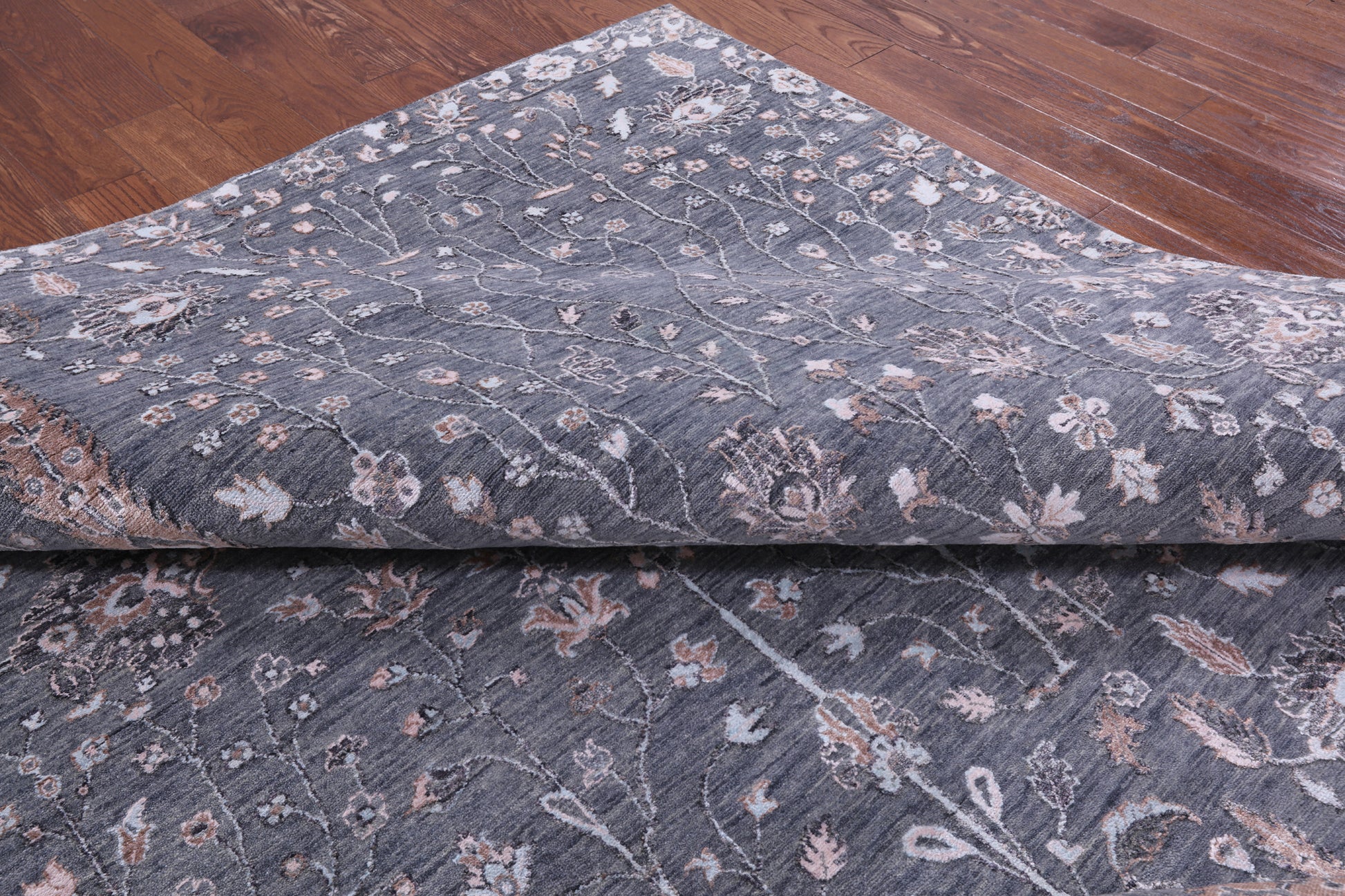 Grey Persian Ziegler Hand Knotted Wool & Silk Rug - 10' 1" X 14' 6" - Golden Nile