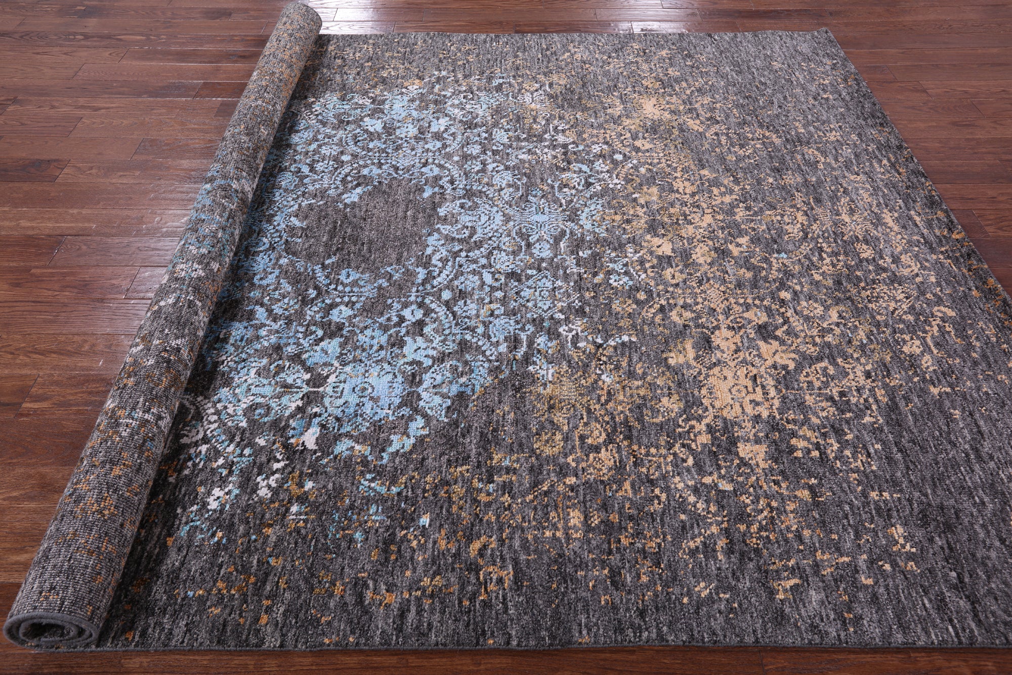 Modern Hand Knotted Wool & Silk Rug - 7' 11" X 10' 1" - Golden Nile