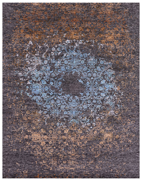 Modern Hand Knotted Wool & Silk Rug - 7' 11" X 10' 1" - Golden Nile