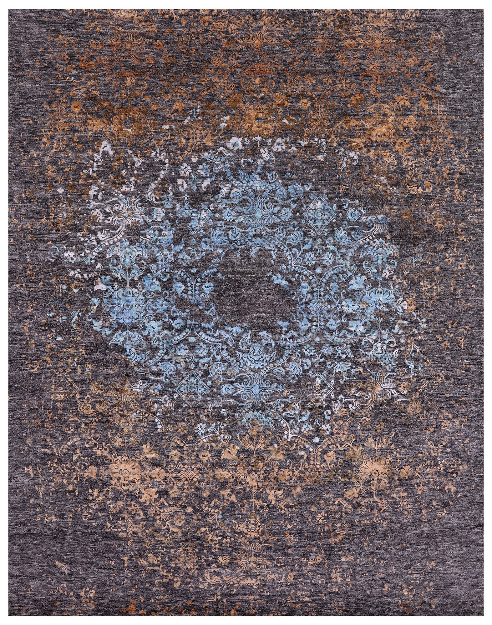 Modern Hand Knotted Wool & Silk Rug - 7' 11" X 10' 1" - Golden Nile
