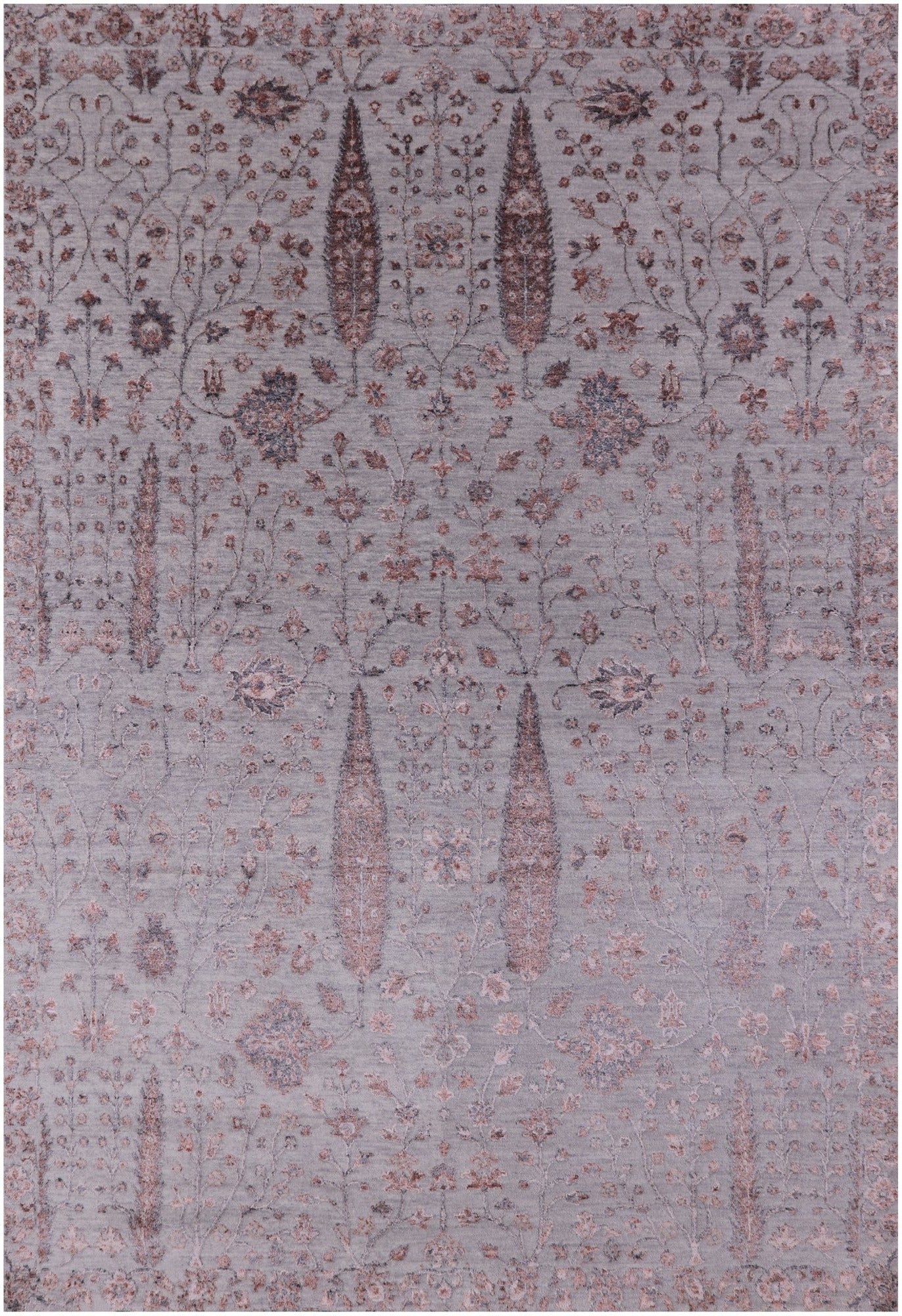 Grey Persian Ziegler Handmade Wool & Silk Rug - 6' 5" X 9' 4" - Golden Nile