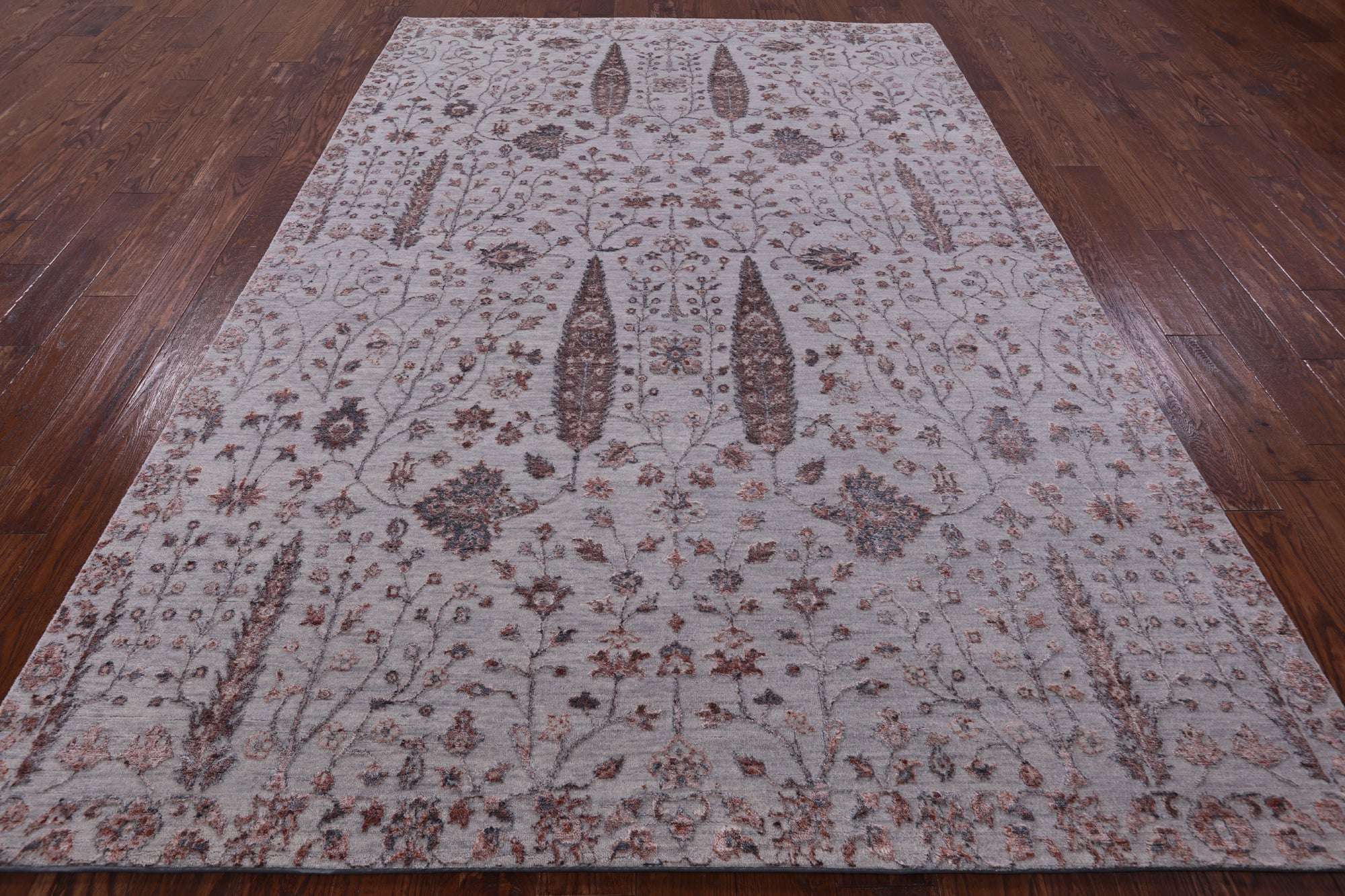 Grey Persian Ziegler Handmade Wool & Silk Rug - 6' 5" X 9' 4" - Golden Nile