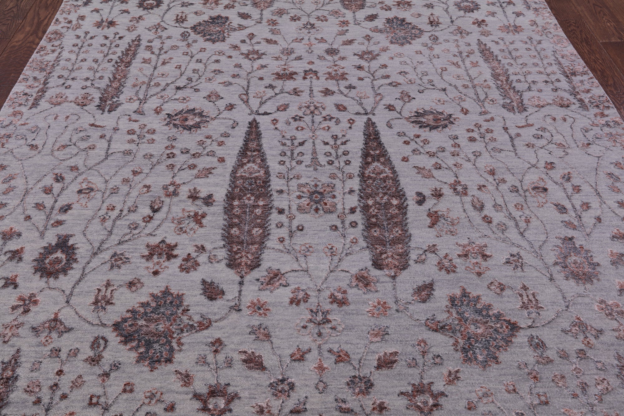 Grey Persian Ziegler Handmade Wool & Silk Rug - 6' 5" X 9' 4" - Golden Nile