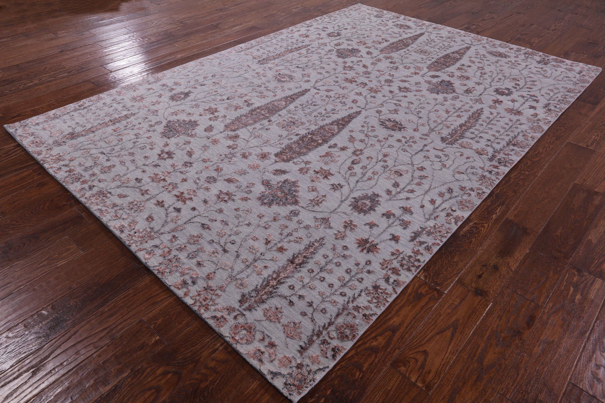 Grey Persian Ziegler Handmade Wool & Silk Rug - 6' 5" X 9' 4" - Golden Nile