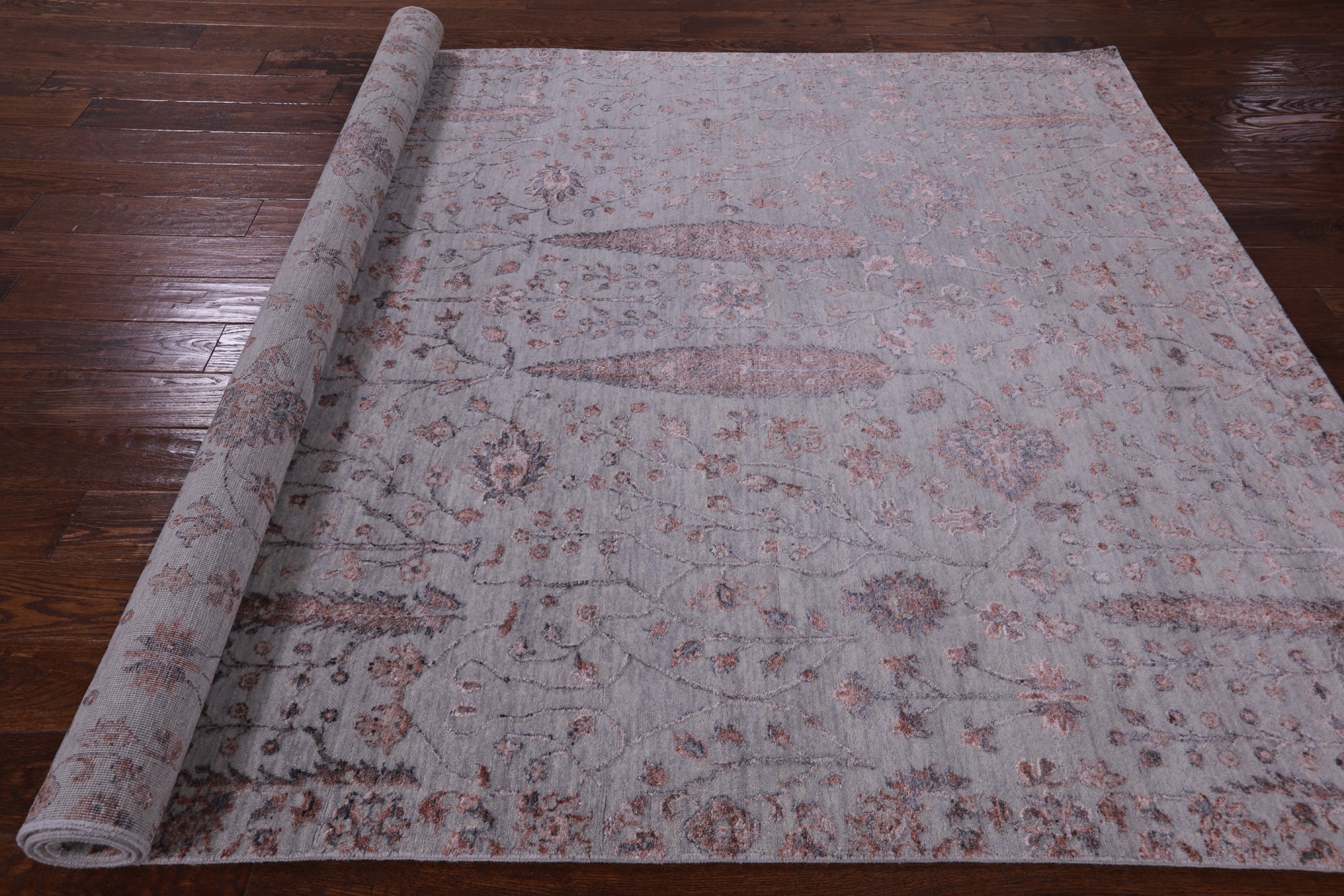 Grey Persian Ziegler Handmade Wool & Silk Rug - 6' 5" X 9' 4" - Golden Nile