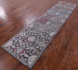 Grey Modern Handmade Wool & Silk Runner Rug - 2' 7" X 10' 1" - Golden Nile