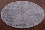 Grey Round Modern Hand Knotted Wool & Silk Rug - 7' 11" X 8' 0" - Golden Nile