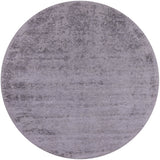 Grey Round Modern Hand Knotted Wool & Silk Rug - 7' 11" X 8' 0" - Golden Nile